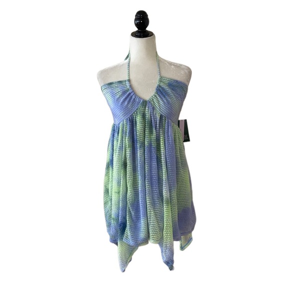 wild fable Dresses & Skirts - Wild Fable Blue & Green Tie Die Mini Ruffle Dress